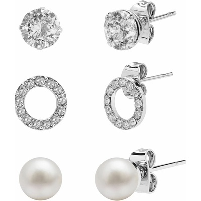 AURA Sada peckových náušnic s krystaly a perlou Preciosa AUPC002 – Zbozi.Blesk.cz