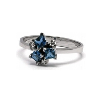 Diamantový zásnubní prsten s přírod. akvamaríny a diamanty 585/2,21gr J-20455-11