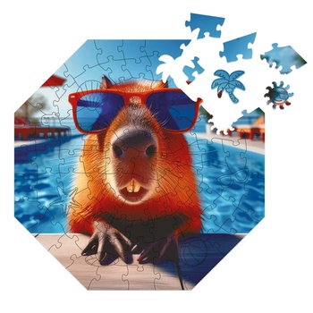 Milliwood Дървен пъзел Milliwood, Funnymals, 90 части - Капибара на плаж (OL-Swimpybara-5059)
