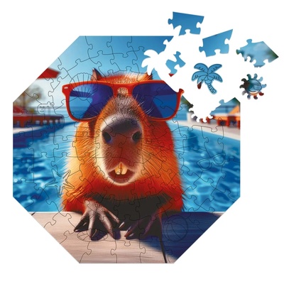 Milliwood Дървен пъзел Milliwood, Funnymals, 90 части - Капибара на плаж (OL-Swimpybara-5059)