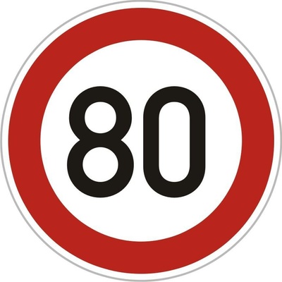 Dopravní Značka B20a - 2.třída Nejvyšší dovolená rychlost Rychlost: 80km/h