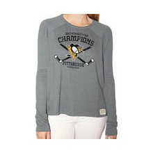 Pittsburgh Penguins Original Retro Brand Women's 2017 Stanley Cup Champions Relaxed RaglanGray