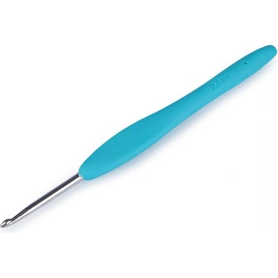 Háček na háčkování se silikonovou rukojetí vel. 3; 3,5; 4; 5; 5,5 Varianta: 2 (3,5 mm) náhodná barva, Balení: 1 ks