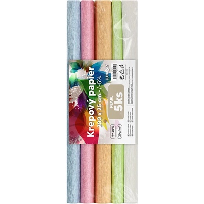 Krepový papier JUNIOR 200x25 cm PEARL (sada 5 ks)