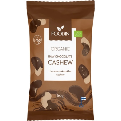 Foodin Raw kešu ořechy v čokoládě, vegan, bio, 60 g