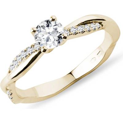 Klenota Netradičný prsteň zo 14 kt zlata s diamantmi k0753013