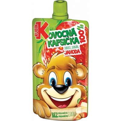 Kubík 100% ovocná kapsička jahoda jablko banán 100 g