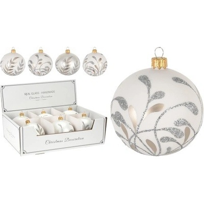 Koopman International b.v. Vánoční koule 10 cm bílá dekorovaná mix 1ks – Hledejceny.cz