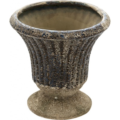 Clayre & Eef Keramický šedý květináč v antickém stylu Declan 13x13 cm