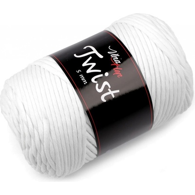 Bavlněná pletací příze Twist macrame 500 g rozčesávací, střední, 1 (8002) bílá
