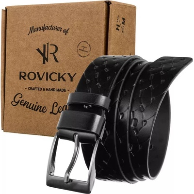 Rovicky pánský kožený černý pásek PRS-04-G