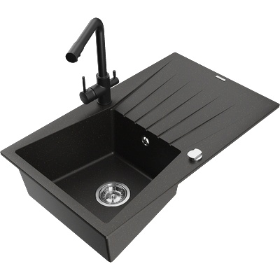 Mexen Cesar гранитна мивка с 1 отделение, с отцежник и кухненски смесител (6514-75-671600-70)