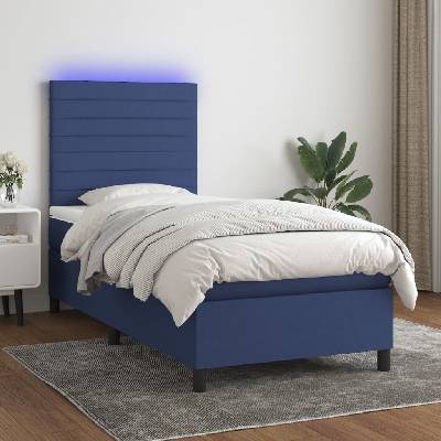vidaXL 3134910 Boxspring postel s matrací a LED textil / barva Modrá