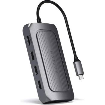 Image 1 of Satechi USB4 Multiport Adapter - мултифункционален USB4 хъб за свързване на допълнителна периферия за компютри с USB-C порт (тъмносив)