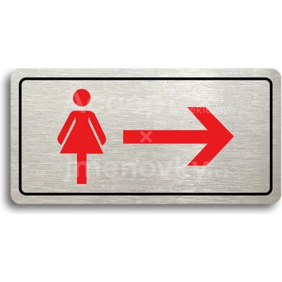 ACCEPT Piktogram WC ŽENY VPRAVO - stříbrná tabulka - barevný tisk