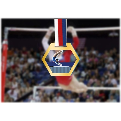 Akrylátová medaile Gymnastika bradla Zlatá