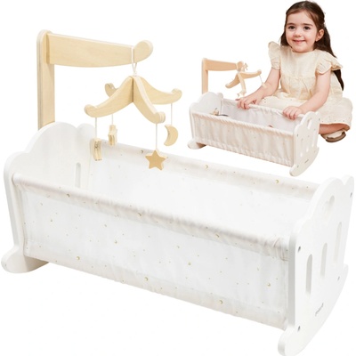 Drevená postielka pre bábiku