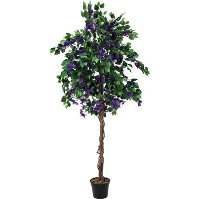 Umělý kvetoucí strom Bougainvillea - přírodní kmen, fialová, 150cm
