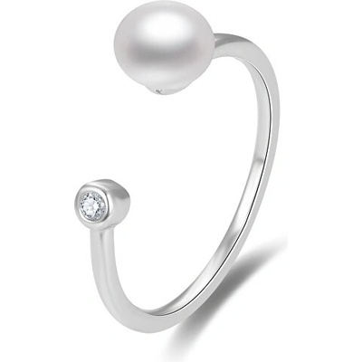 Beneto Otevřený stříbrný prsten s pravou sladkovodní perlou AGG467