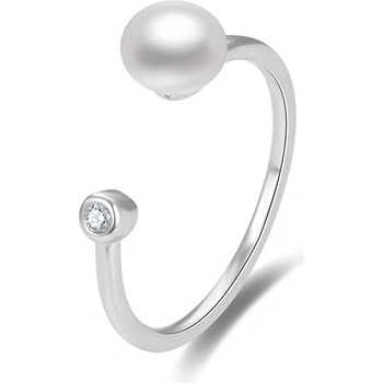 Beneto Otevřený stříbrný prsten s pravou sladkovodní perlou AGG467