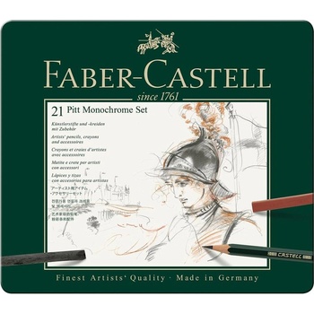Faber-Castell Комплект моливи Pitt Monochrome, 21 броя в мет (1015130015)