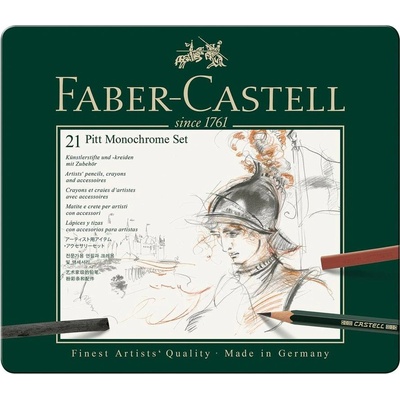 Faber-Castell Комплект моливи Pitt Monochrome, 21 броя в мет (1015130015)
