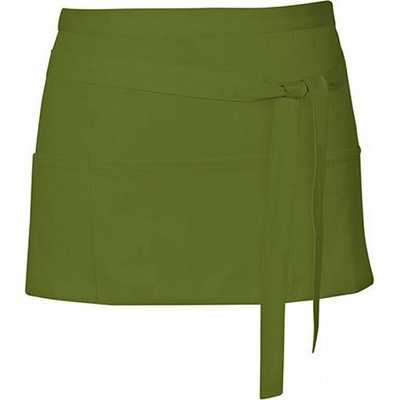 Link Kitchen Wear Krátká barmanská zástěra se třEma předníma kapsama zelená olivová Pantone 378 X983