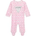 Guess Розов ромпър за новородено момиче с детайли и сребристо лого Guess