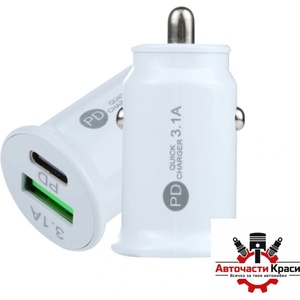 Paolo АДАПТЕР ЗА ЗАПАЛКА pg320 БЯЛ/ЧЕРЕН usb+type c