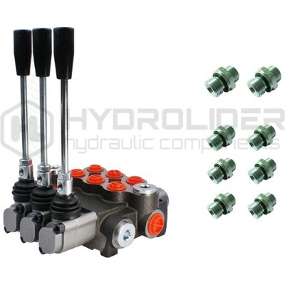 Hydraulický rozdeľovač 3 sekciový 40L/min + sada pripojení