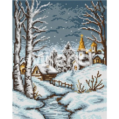 Milena Style Зимна вечер - - Печатана Aida 14 ct с конци Ariadna
