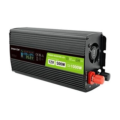 Green Cell Инвертор green cell, 12/220v, dc/ac, 500w/1000w invgc12p500lcd lcd, Чиста синусоида (gc-inv-12v-500w-gcp500lcd)
