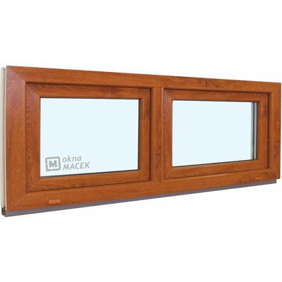 KNIPPING Plastové okno - 70 AD, 1800x600 mm, S/S, zlatý dub Sklo: čiré, Barva, imitace: zlatý dub/bílá (jednostranně)