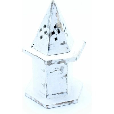 Ancient Wisdom Stojan na Vonné Kužele Biela Vymývaná Pyramída Mini Dom