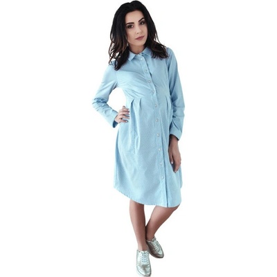 Be MaaMaa tehotenské šaty tunika s dl. rukávom modré