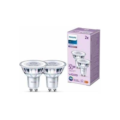 Philips Classic LED GU10 lamp, 50W, clear, neutral white, not dimmable, double pack, cool white - 929001218232