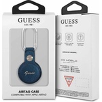GUESS Стилен ключодържател от изкуствена кожа за Apple AirTag - Guess PU Saffiano Script Dog Clip AirTag Case (син) (GUATPSASRSB)