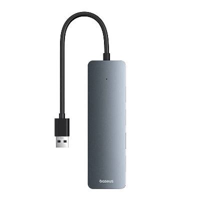 USB хъб Baseus 4 в 1 UltraJoy Lite USB-А към USB 3.0, 15 см B0005280B811-00 - сив (B0005280B811-00)