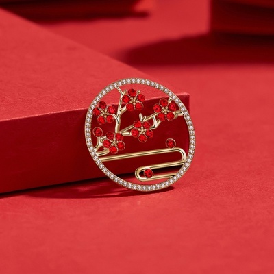 Éternelle exkluzivní brož Swarovski Elements Jeani květina B2234-950904 červená