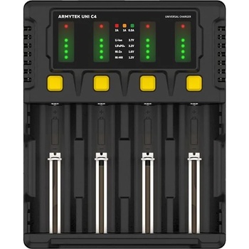Armytek Зарядно устройствo Armytek Uni C4 Plug Type C (A04501C), за батерии 4 x 10440, 14500, 16340, 18350, 18650, 26650, 32650, AAAA, AAA, AA, C, D, 4.2V/2А (A04501C)