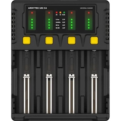 Armytek Зарядно устройствo Armytek Uni C4 Plug Type C (A04501C), за батерии 4 x 10440, 14500, 16340, 18350, 18650, 26650, 32650, AAAA, AAA, AA, C, D, 4.2V/2А (A04501C)