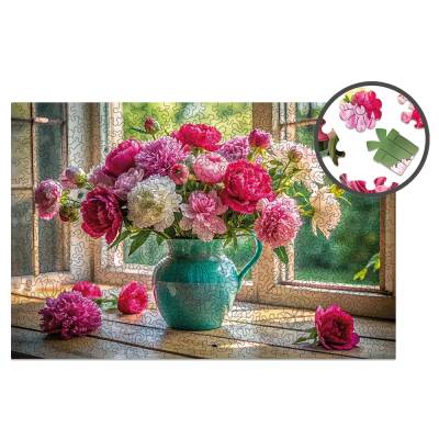 Milliwood Дървен пъзел Milliwood, Celebrating, 500 части - Цветя на прозореца (XXL-BlossomWindow-5043)