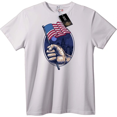 NOONEBRAND Тениска Патриотична ръка - XXS, White