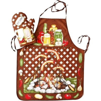 Forbyt Zástěra na grilování a chňapka Buřty hnědé