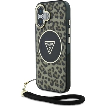 GUESS Калъф Guess HC IML Leopard Triangle Cord Strap MagSafe iPhone 16 Case - кафяв (3666339432614)