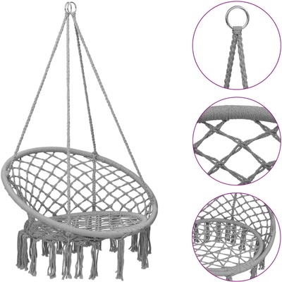 VidaXL závěsné houpací křeslo 80 cm šedá