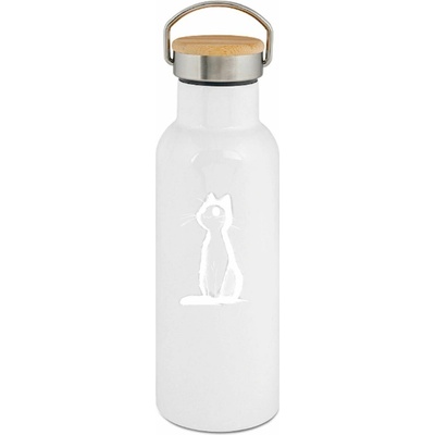 123TRIKO termoska Neonová kočka, bílý potisk 500 ml