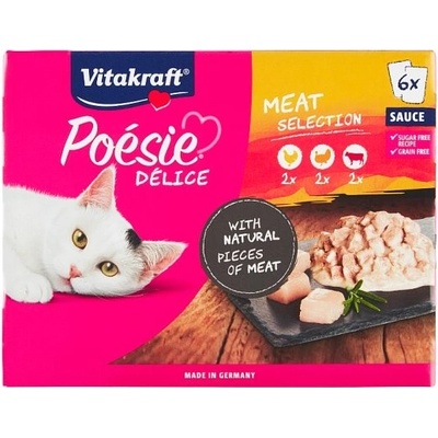 Vitakraft Poésie Délice Meat Selection kompletné krmivo pre dospelé mačky 6 x 85 g