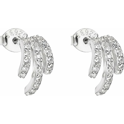 Evolution Group Elegantné strieborné náušnice so zirkónmi 11146.1