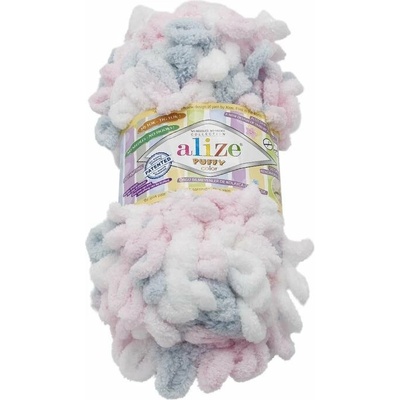 Puffy color 100g - 5864 bílá, šedá, světle růžová